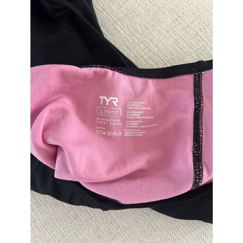 TYR Durafast Lite® Girl's Maxfit Swimsuit - Ella, Black/Pink, Size 10-12, NWT